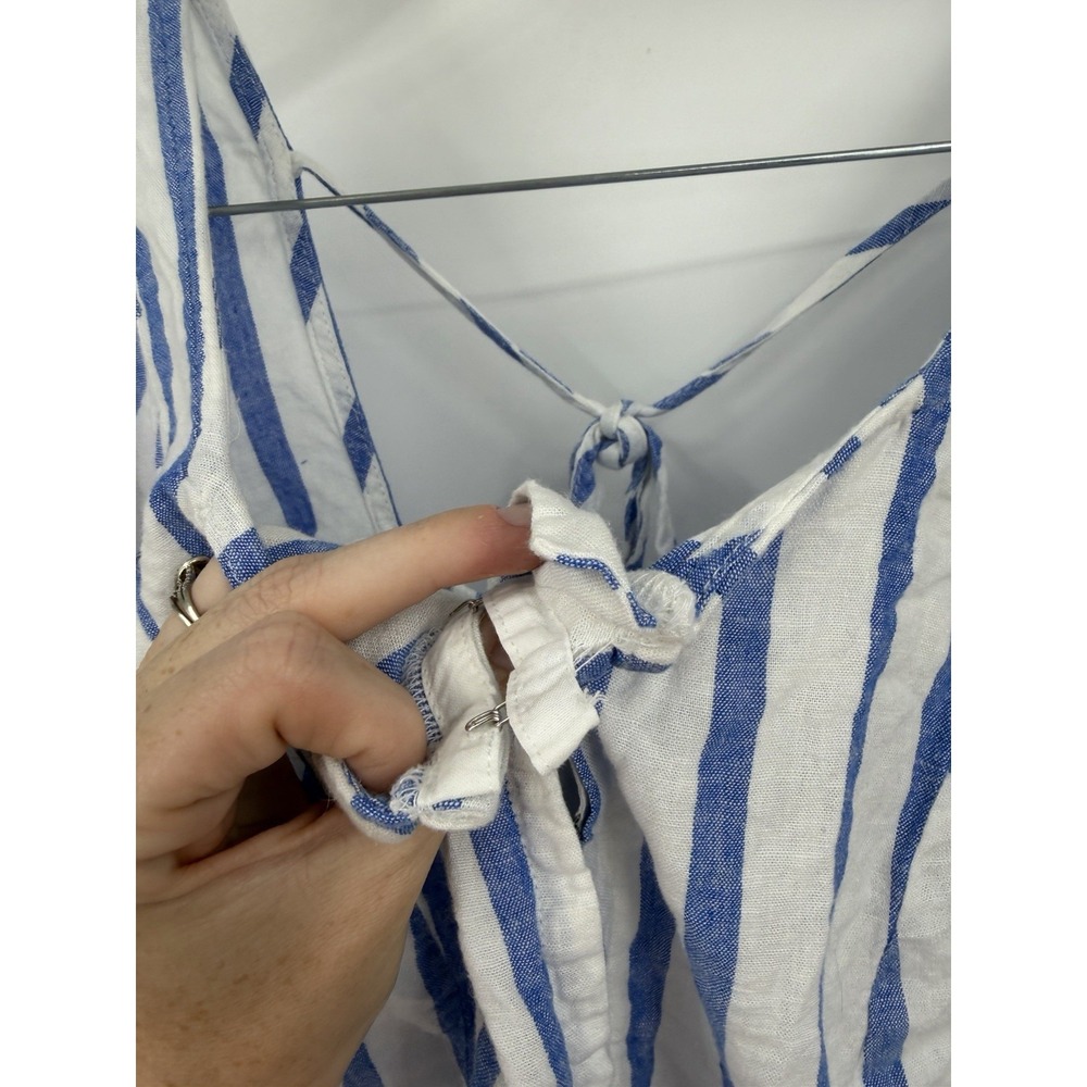 Torrid Plus Size Striped Crop Puff Shoulder Top Women 2X White Blue Preppy Beach - Picture 8 of 11